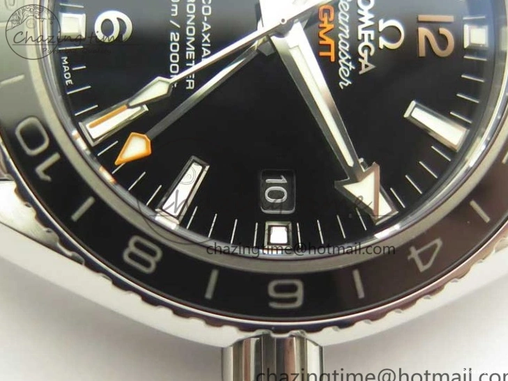 0312 Chic Planet Ocean 600M Co-Axial GMT 43.5mm VSF 1:1 Best Edition Black Dial Silver Markers on SS Bracelet A8605 Super Clone 8025